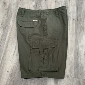 Gander Mountain Ripstop Cargo Shorts Mens 38 Green Brown 100% Cotton Drawstring